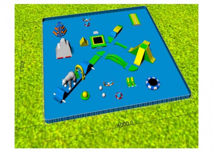 Ilha inflável personalizada da água, curso de obstáculo inflável da água com jogos de reparação/ventilador