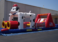 curso de obstáculo inflável do cão do PVC 12*4*3m de 0.55mm para o jogo do esporte do obstáculo